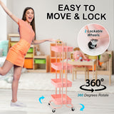 Trolley Cart storage 4 Tier Rack Organiser home or business trolley Pink