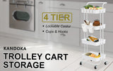 Trolley Cart storage 4 Tier Rack Organiser home or business trolley Green white