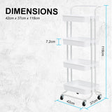 Trolley Cart storage 4 Tier Rack Organiser home or business trolley Green white