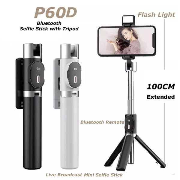 Tripod for Selfie Stick Bluetooth and Tripod with REMOTE control  (Stainless Steel)