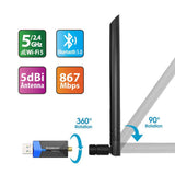 Wi-Fi 5 Bluetooth 5.0 USB Adapter Dual Band AC1200