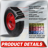 Wheelbarrow Wheel 16" Trolley Wheel 4.80/4.00-8 Pneumatic Tyre 16mm Bore Tire Steel