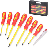 Screwdriver Set 8Pc Insulated Magnetic Slotted Phillips Electricians With Case