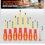 Screwdriver Set 8Pc Insulated Magnetic Slotted Phillips Electricians With Case