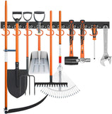 Tool Hanger 64" Wall Mount Garden Storage Organizer Mop Broom Holder Hook Pegs