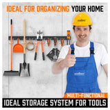 Tool Hanger 64" Wall Mount Garden Storage Organizer Mop Broom Holder Hook Pegs
