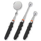 Tools Set 3Pc Magnetic Pick Up Tool & Swivel Inspection Mirror Telescoping Rod Heavy Duty