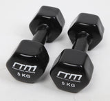 Weights 2 x 5kg Dumbbells as Pair PVC Hand Weights Rubber Coated D/F