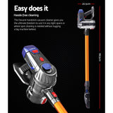 Vacuum Cleaner Handheld Cordless Style Stick Handstick Bagless 2-Speed and LED Headlight Gold