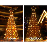 Christmas Tree 210cm with LED Lights Solar-powered Xmas Fibre Optic Warm White