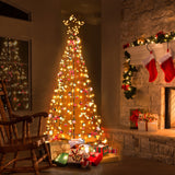 Christmas Tree 210cm with LED Lights Solar-powered Xmas Fibre Optic Warm White