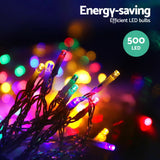 Christmas Lights 500 LED Solar Powered Lights 20M Outdoor Fairy String Party Multicolour