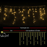 Christmas Lights 500 LED Solar Icicle Lights 20M Outdoor Fairy String Party Warm White