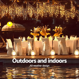 Christmas Lights 500 LED Solar Icicle Lights 20M Outdoor Fairy String Party Warm White