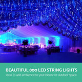 Christmas décor Christmas Lights 800 LED Christmas Icicle Lights White and Blue