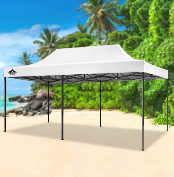 Shade Cover Gazebo 3 x 6m Pop Up Marquee Outdoor Wedding Tent Folding White