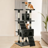 Pet 179 cm Tall Cat Kitten fun area Tree for playing Scratching, climbing Post Tower Grey Dark scratcher