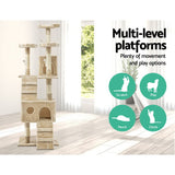 Pet 179 cm Tall Cat Kitten fun area Tree for playing Scratching, climbing Post Tower Beige scratcher
