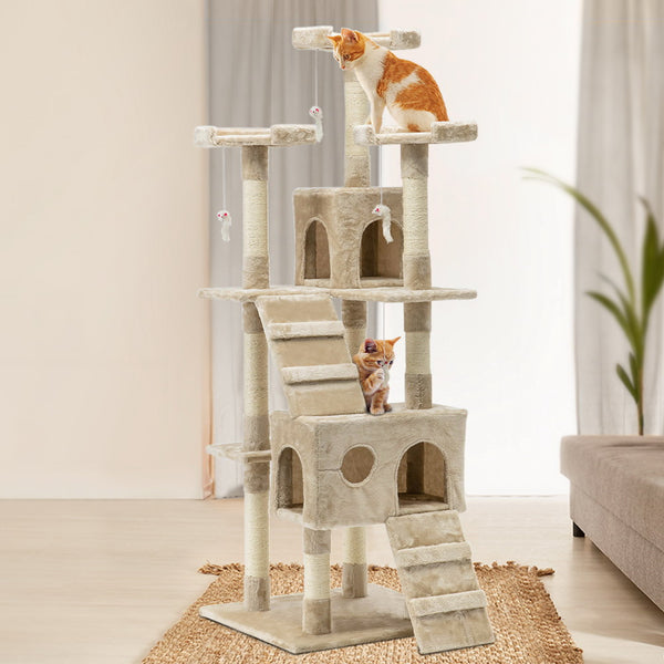 Pet 179 cm Tall Cat Kitten fun area Tree for playing Scratching, climbing Post Tower Beige scratcher