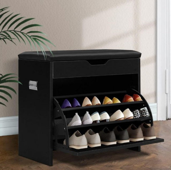 Storage Shoe Rack Shoes Cabinet Shoes Organiser 3 level Shoe Storage in Black