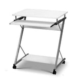 Desk Portable Wheels stand adjustable mobile desk on wheels Laptop desk  Metal Pull Out Table Desk – White