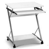 Desk Portable Wheels stand adjustable mobile desk on wheels Laptop desk  Metal Pull Out Table Desk – White