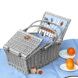 Picnic Basket Set Dining Baskets Set Outdoor Eating Folding Handle (idro)