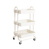 Trolley Cart Steel Storage Rack 3 Level Kitchen  Shelf Organiser Wheels White (idro)