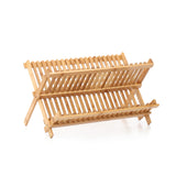 Drainer Drying Dish Dish Rack Bamboo Folding Holder Plate Utensil Cultery Tray (idro)