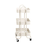 Trolley Cart Steel Storage Rack 3 Level Kitchen  Shelf Organiser Wheels White (idro)