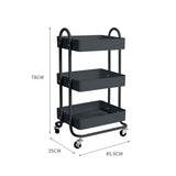 Trolley Cart Steel Storage  3 Level Kitchen Rack Shelf Organiser Wheels Grey (idro)