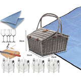 Picnic Basket Set Dining Baskets Set Outdoor Eating Folding Handle (idro)