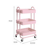 Trolley Cart Steel Storage 3 Level Kitchen Rack Shelf Organiser Wheels Pink