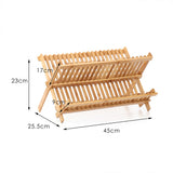 Drainer Drying Dish Dish Rack Bamboo Folding Holder Plate Utensil Cultery Tray (idro)