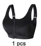 Sports Bra Women With  Front Zipper Fitness Shirt Push Up Plus Size S-XXXXXL