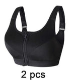 Sports Bra Women With  Front Zipper Fitness Shirt Push Up Plus Size S-XXXXXL