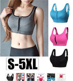 Sports Bra Women With  Front Zipper Fitness Shirt Push Up Plus Size S-XXXXXL