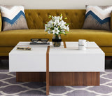 Table Coffee Table Elegant White and Brown smooth, glossy, elegant finish