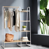 Metal Hanger Garments Storage Rack Clothes Shelf Garment Rail Stand Wardrobe Organiser Hanger White