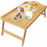 Natural Materials Stand Tray Easy Folding Carry Serve Bamboo