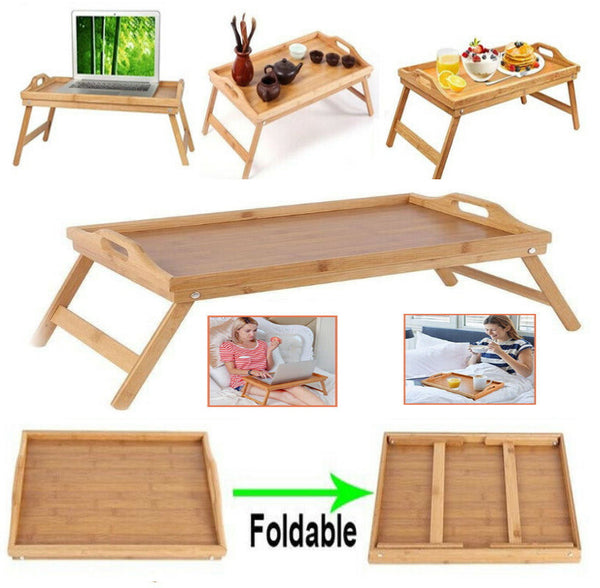 Natural Materials Stand Tray Easy Folding Carry Serve Bamboo