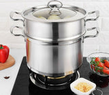 Steamer Stainless Steel for health steam cooking 2 parts - cook in pot and steam on top