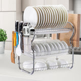 Dish Rack Dish Drying 3 Level Stainless Steel  Drainer Tray Kitchen Storage Cup Cutlery Holder ( IDRO )