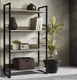 Bookcase Display Storage Stand Rack 4 Shelves  Wall Wood Metal frame Stand