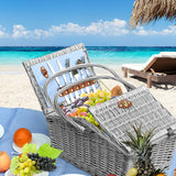 Picnic Basket Set Dining Baskets Set Outdoor Eating Folding Handle (idro)