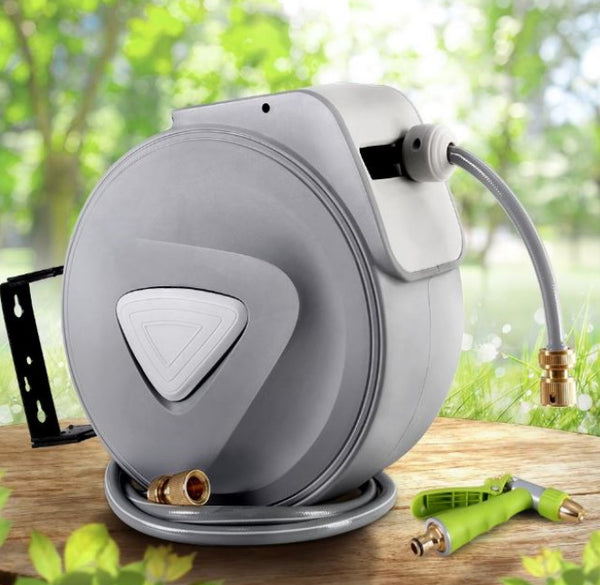 Hose Reel Retractable 20m  hassle-free unwind and rewind with  Auto Rewind and Spray Gun