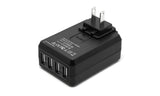 Charger 4-Port USB 4.5A Portable Wall Charger plus adapters for travel