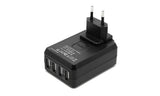 Charger 4-Port USB 4.5A Portable Wall Charger plus adapters for travel