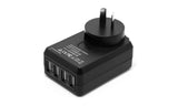 Charger 4-Port USB 4.5A Portable Wall Charger plus adapters for travel
