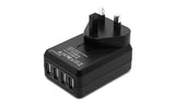 Charger 4-Port USB 4.5A Portable Wall Charger plus adapters for travel